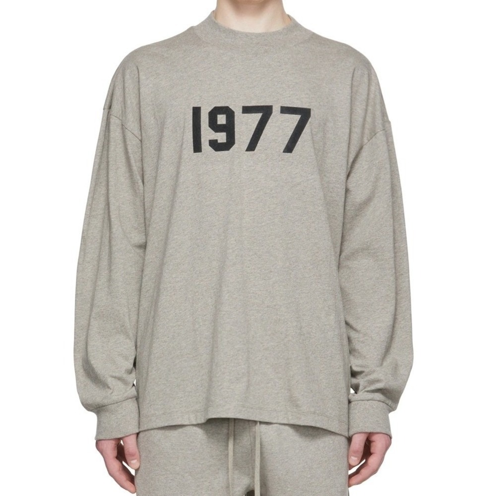 Essentials Fear of God 1977 Grey Long Sleeve Tee Dark Oatmeal Mockneck Size XXL
